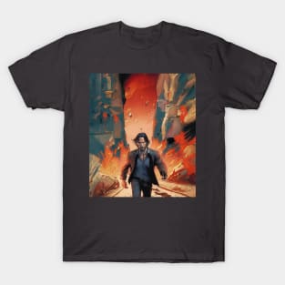 Keanu Reeves on the background of fire T-Shirt